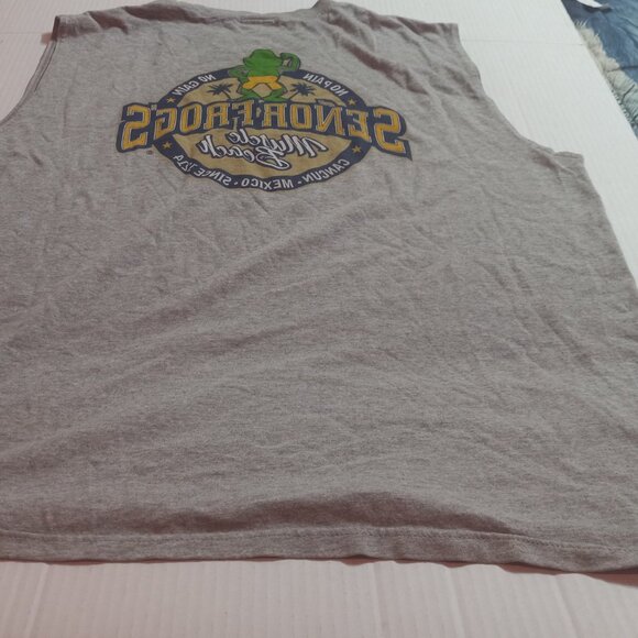 Senor Frogs Mens XL Muscle Tank Top Shirt Gray Muscle Beach Cancun Mexico - Picture 6 of 7